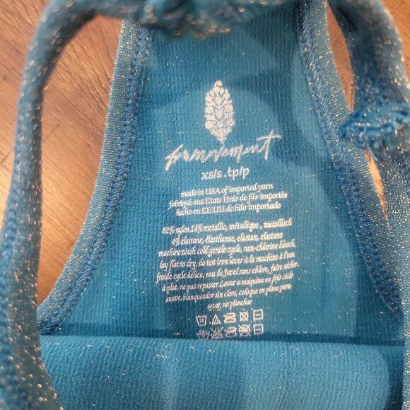 Free People Happiness Runs Lurex Tank Blue XS/S - Picture 4 of 6